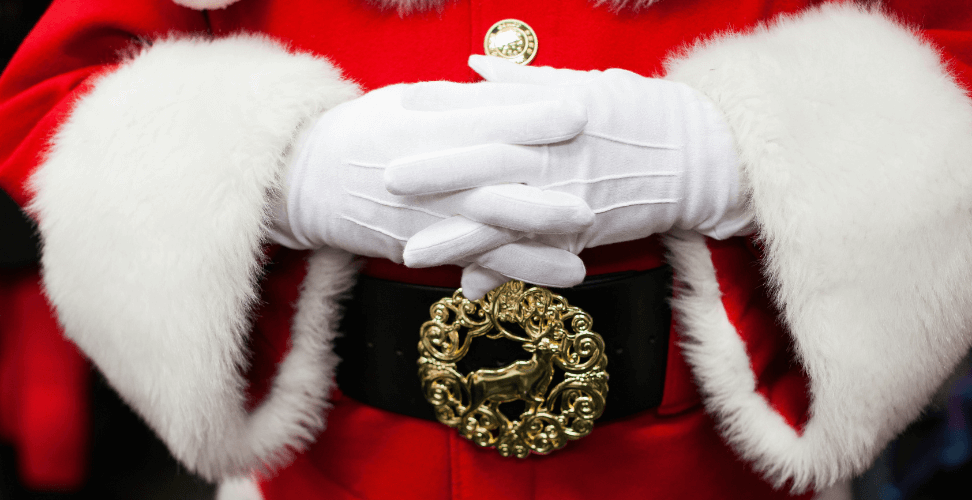 A close-up of a santa claus's belt